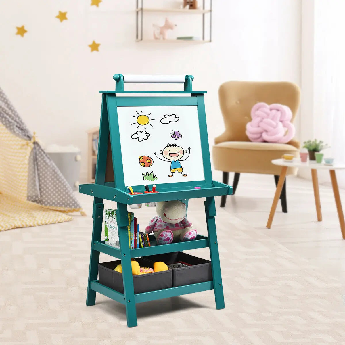 Double-Sided Art Easel w/ Paint Cups