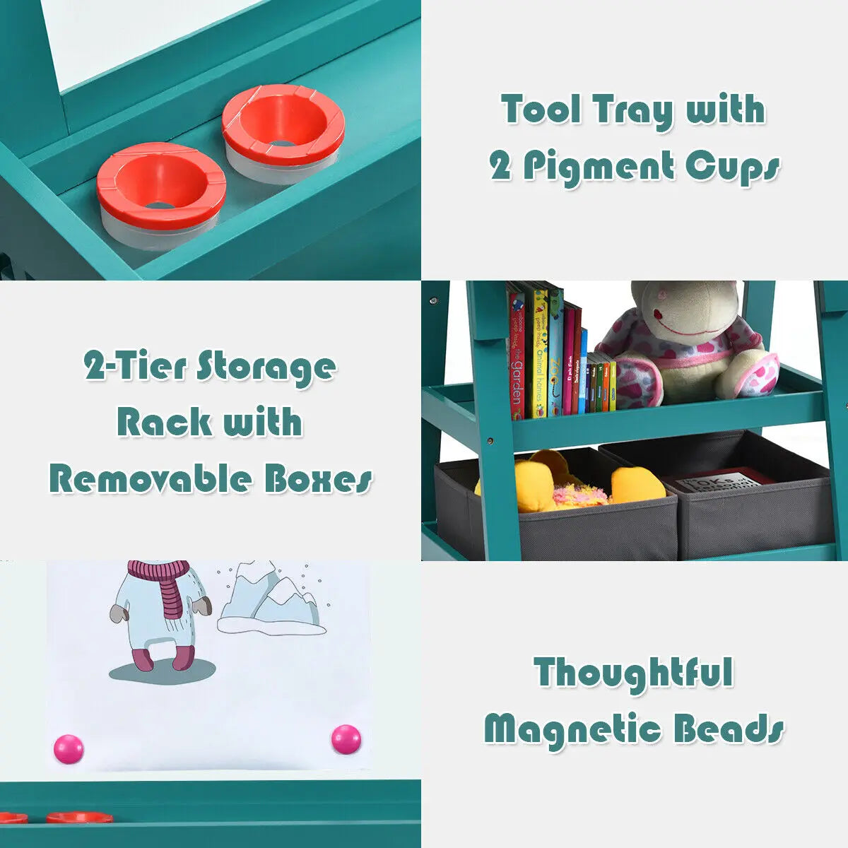 Double-Sided Art Easel w/ Paint Cups