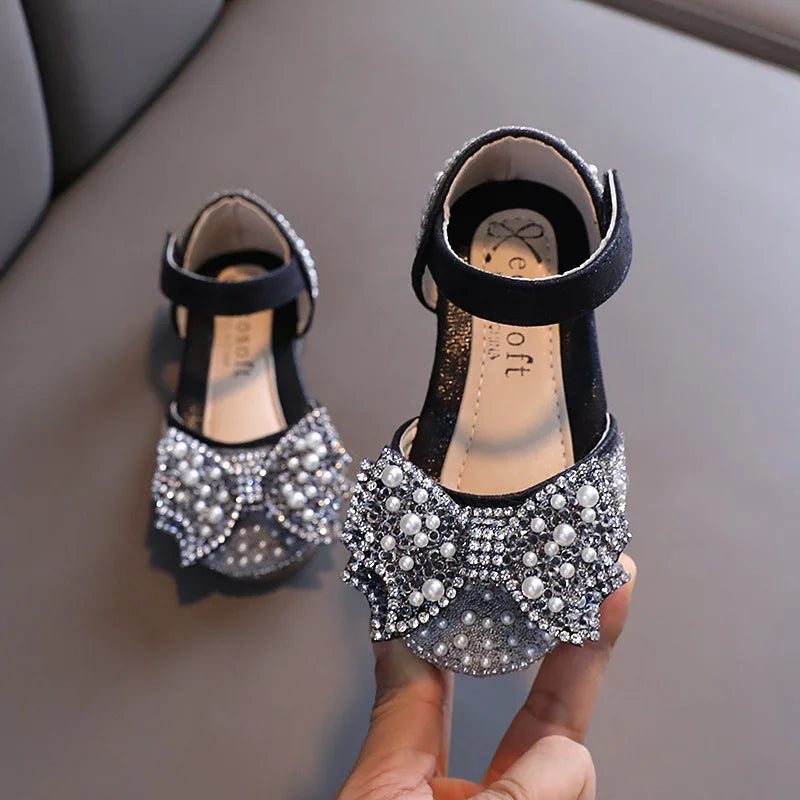 Sequins Bow Rhinestone Sandals