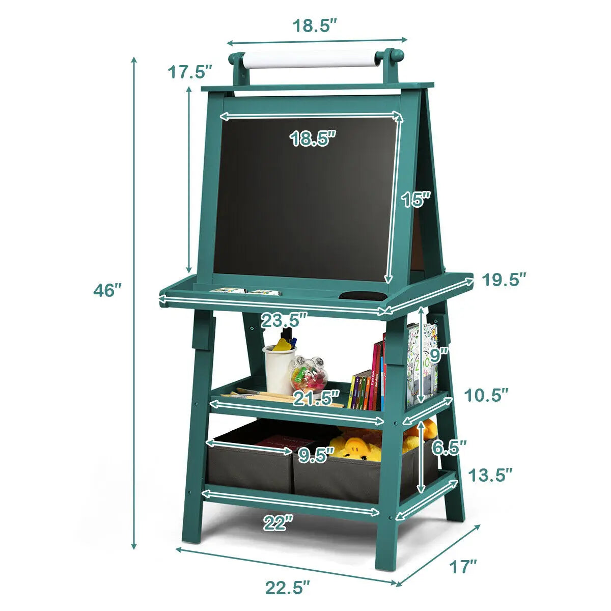Double-Sided Art Easel w/ Paint Cups
