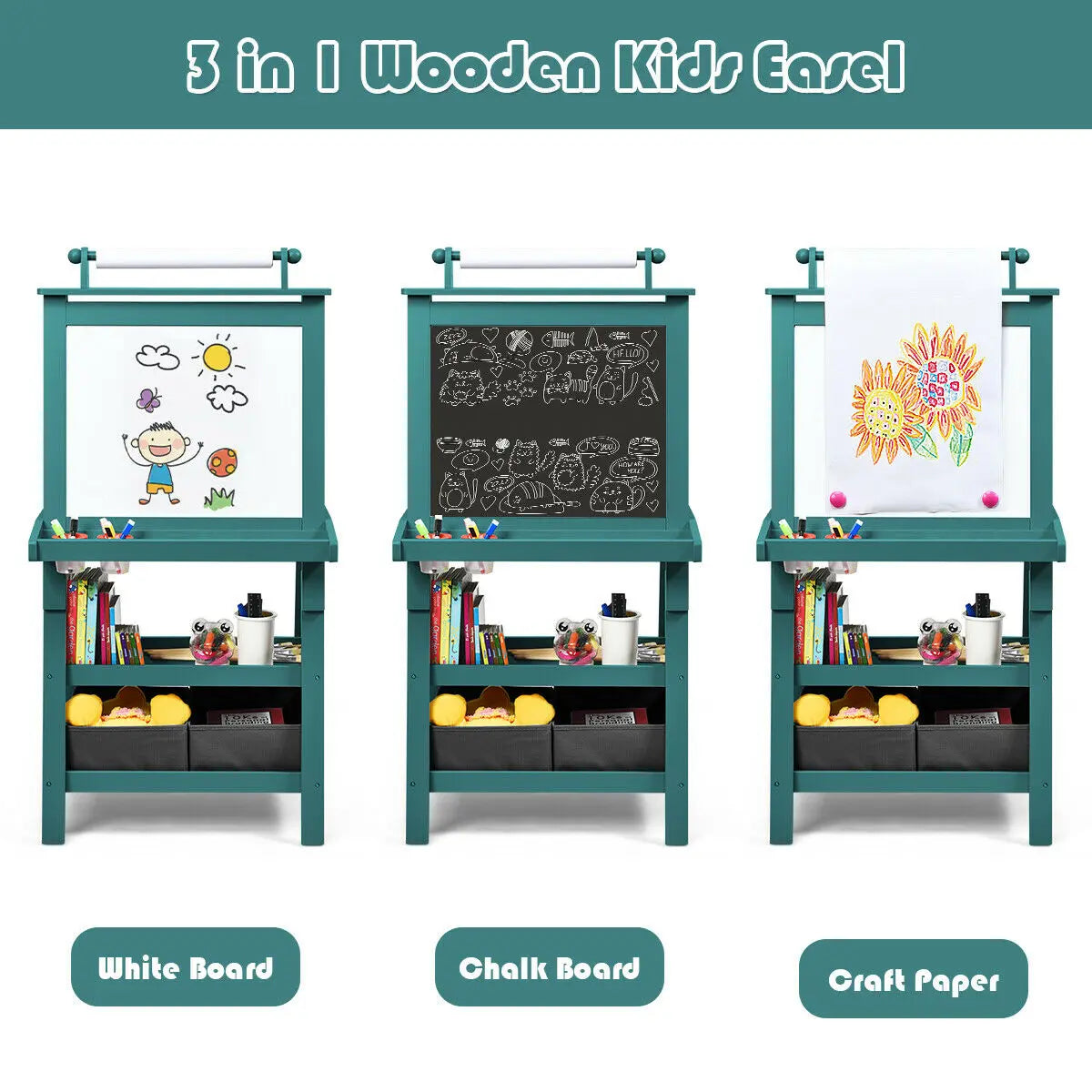 Double-Sided Art Easel w/ Paint Cups