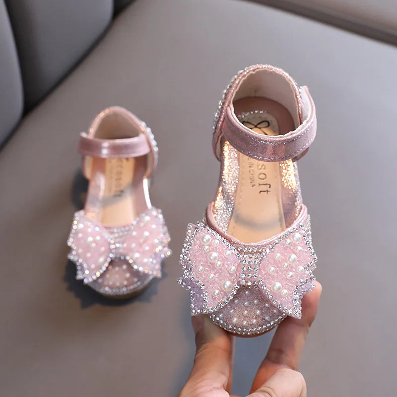 Sequins Bow Rhinestone Sandals