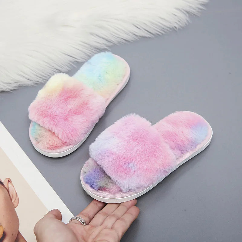 Kids Fur plush slippers Home