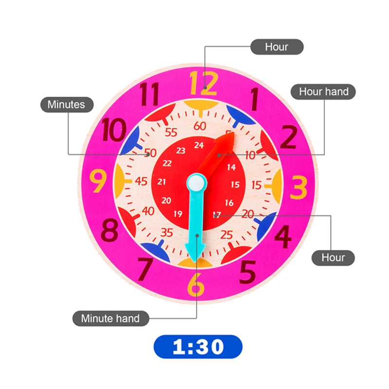 Wooden Clock Toys Time Learning