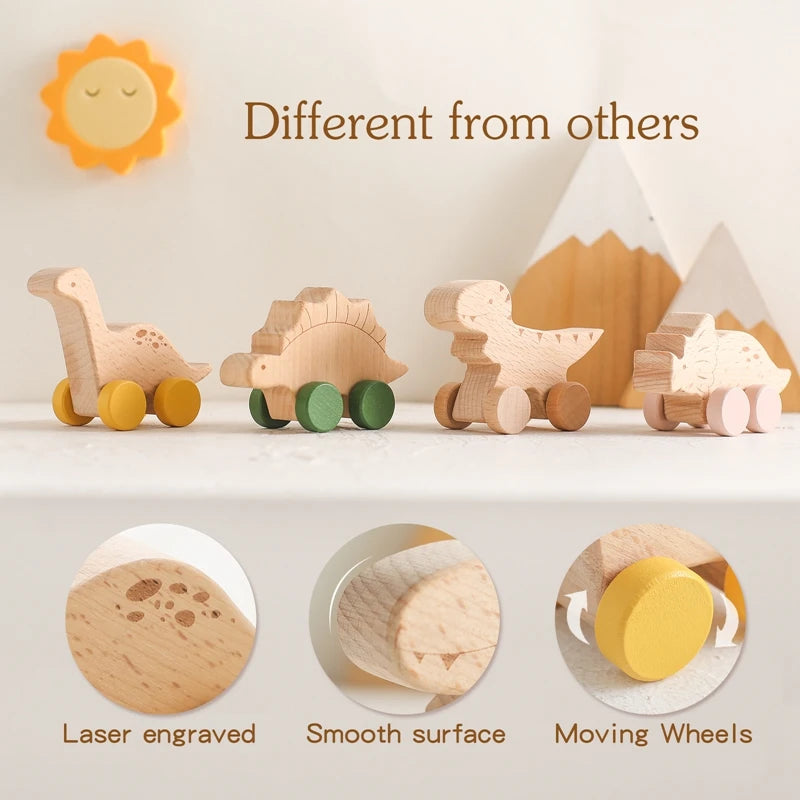 Wooden Car Wooden Dinosaur toy