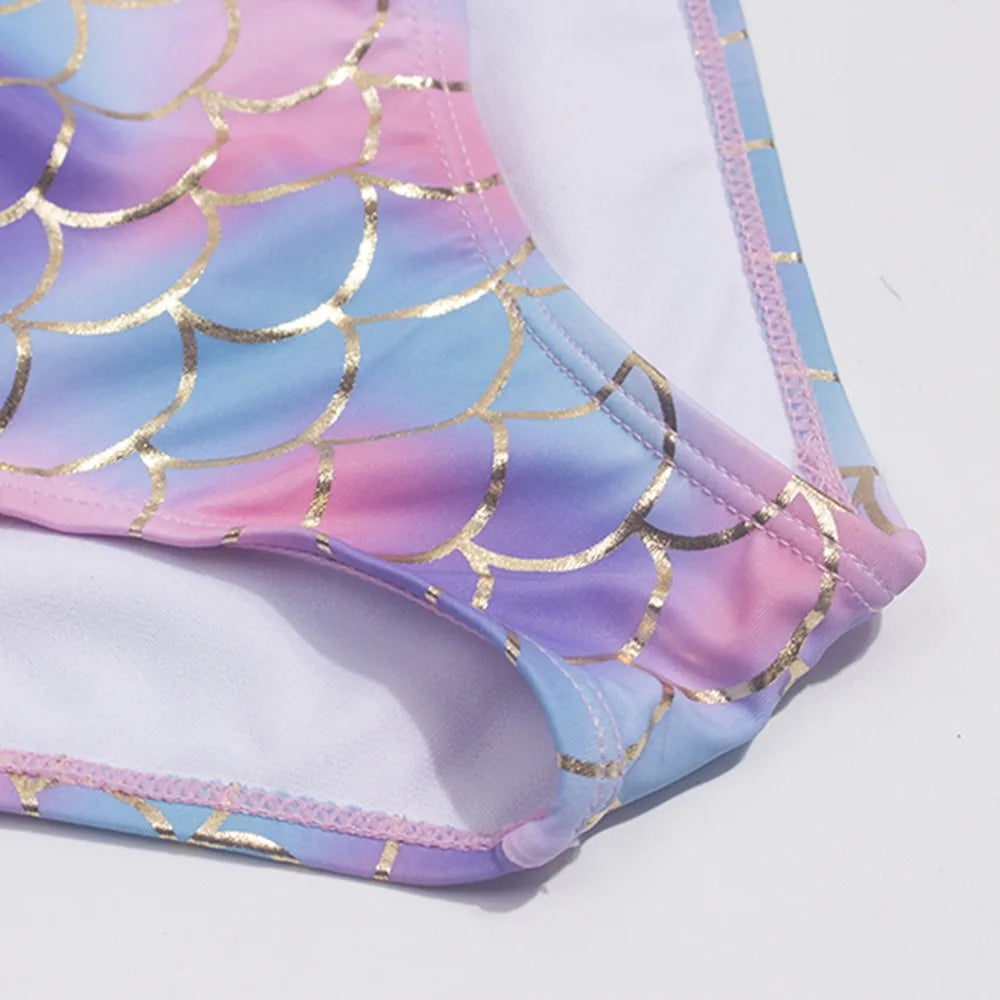 Fish-scale Girls Swimsuit Shell Shape