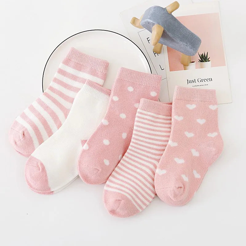 5 Pairs Kids Soft Cotton Socks