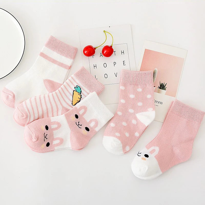 5 Pairs Kids Soft Cotton Socks