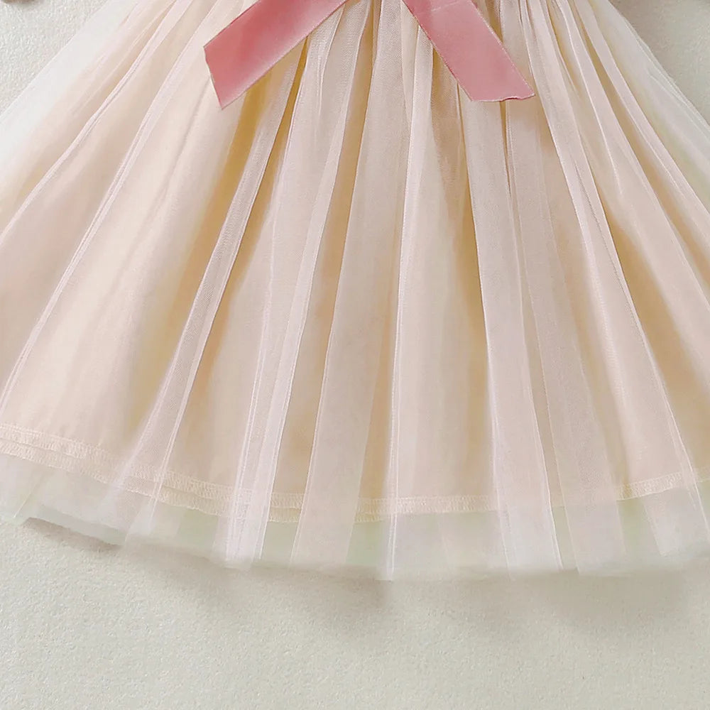 Floral Bow Cotton Mesh Dress