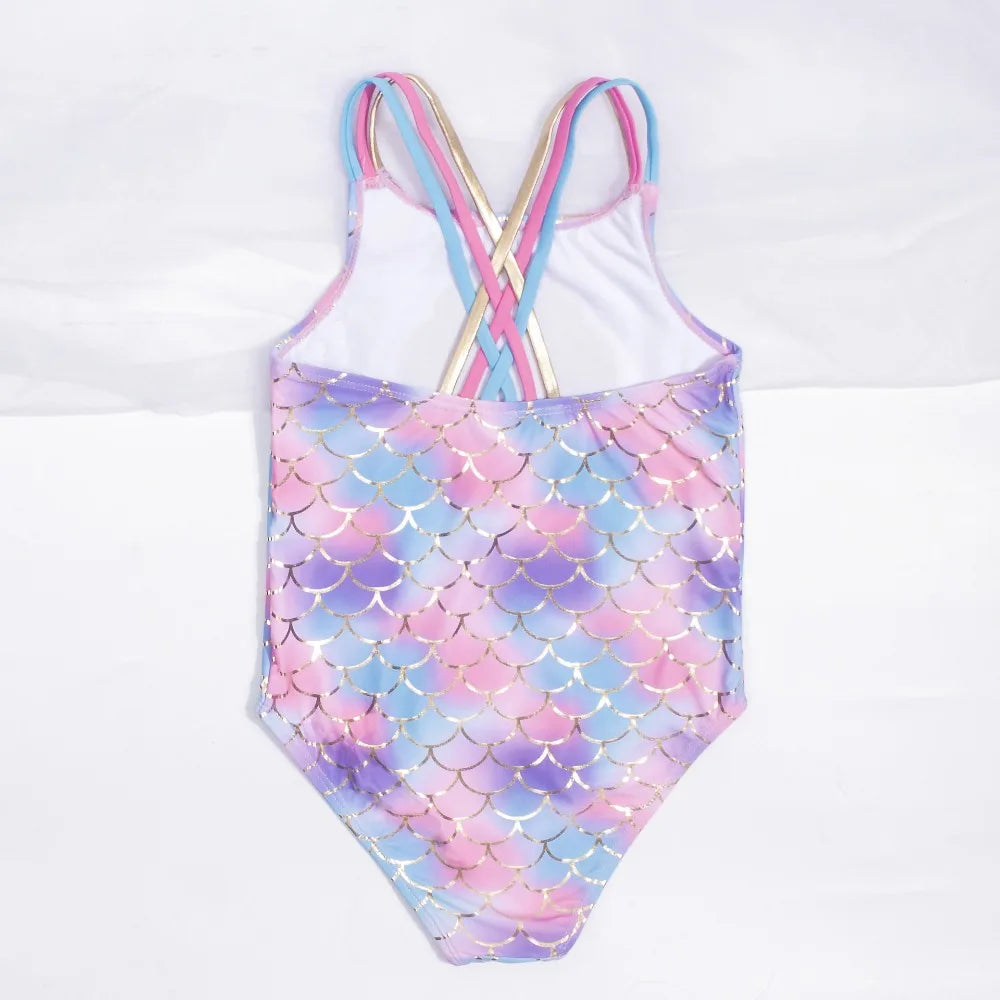 Fish-scale Girls Swimsuit Shell Shape