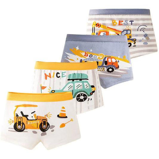 4Pcs Boys Boxer Briefs Cotton