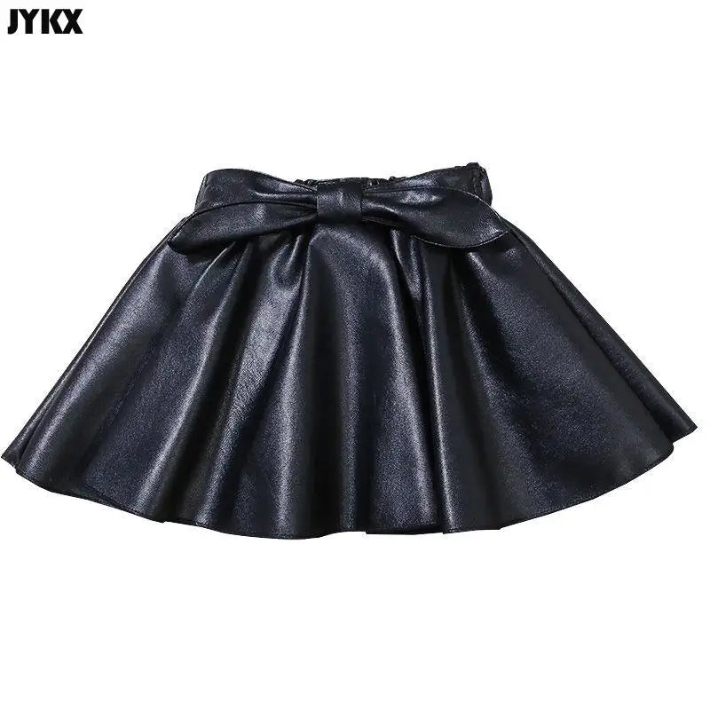 Girls Leather Pleated Skirts