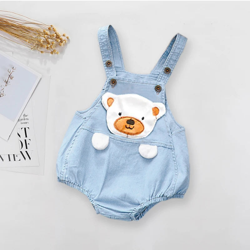 Animal Denim Shorts Jeans Overalls