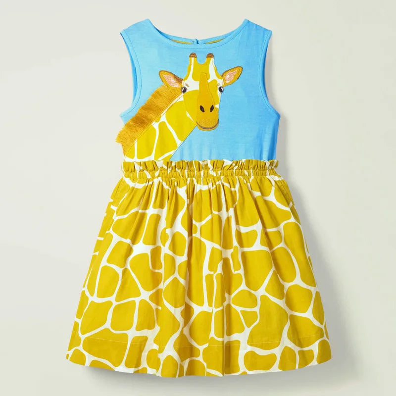 Cartoon Giraffe Summer Dress Cotton