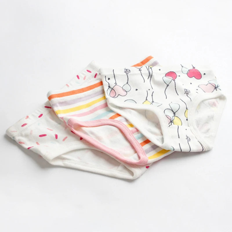 3 Pcs Girl's Underwear 100% Cotton