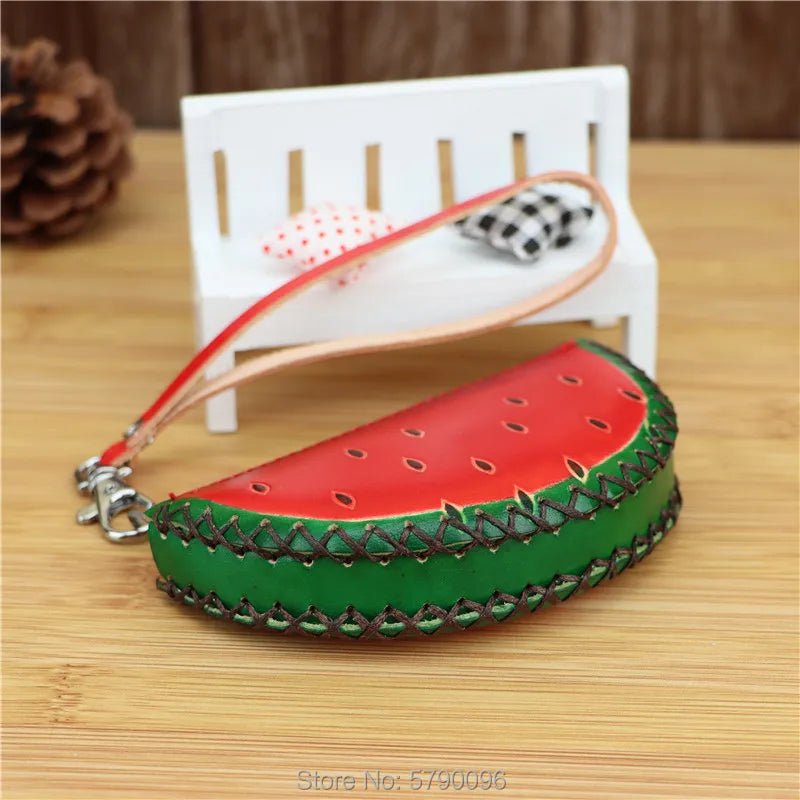 Leather watermelon coin purse bag