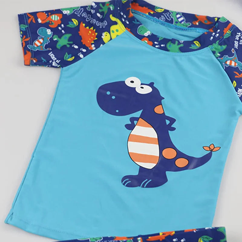 3pcs Dinosaur Blue Swimsuit