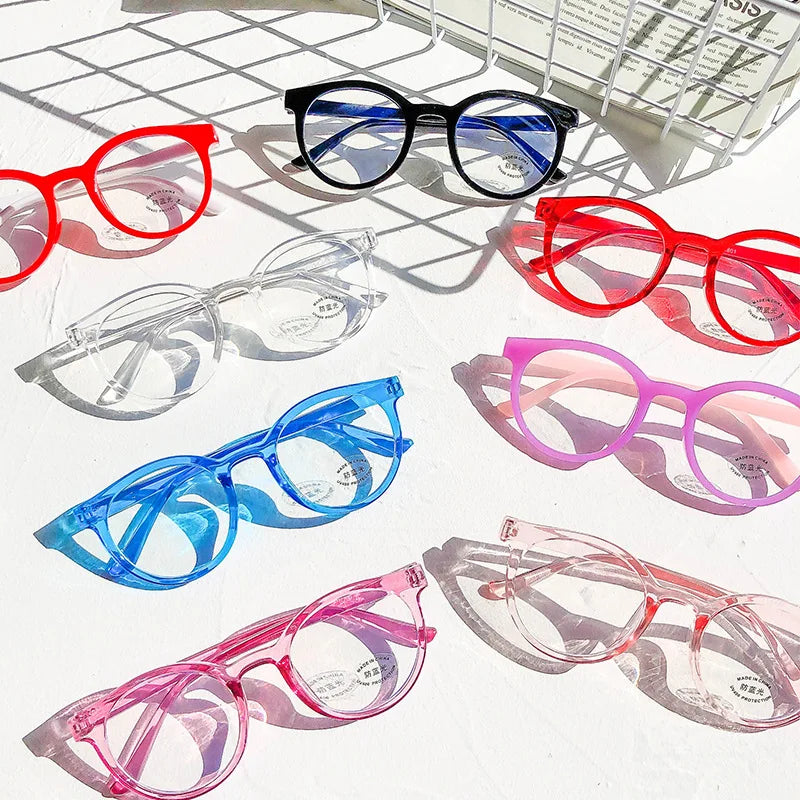 round frame anti blue light glasses