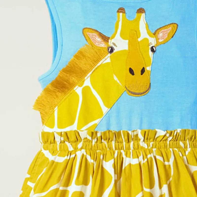 Cartoon Giraffe Summer Dress Cotton