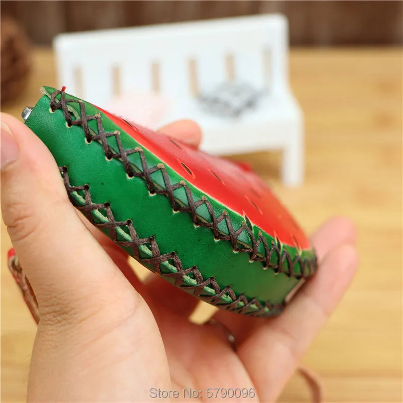 Leather watermelon coin purse bag