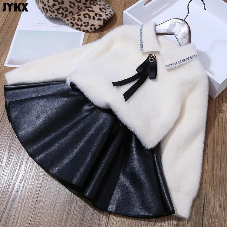 Girls Leather Pleated Skirts