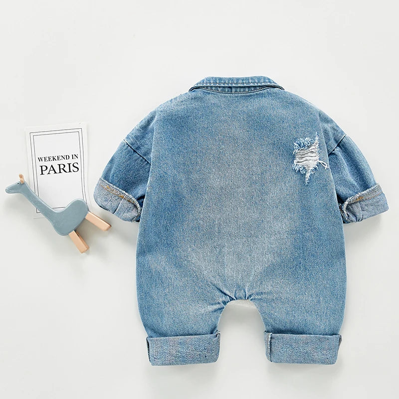 Boys Cotton Flexible Denim Jumpsuit