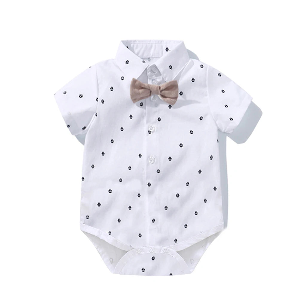 Boy Bow Set Jumpsuit Hat suit