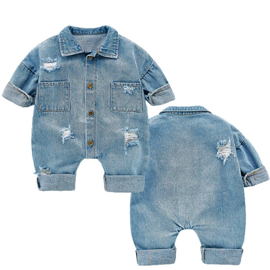 Boys Cotton Flexible Denim Jumpsuit