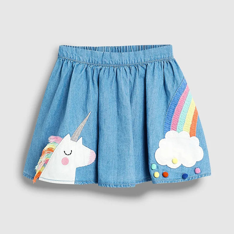 Girls Unicorn Denim Skirt