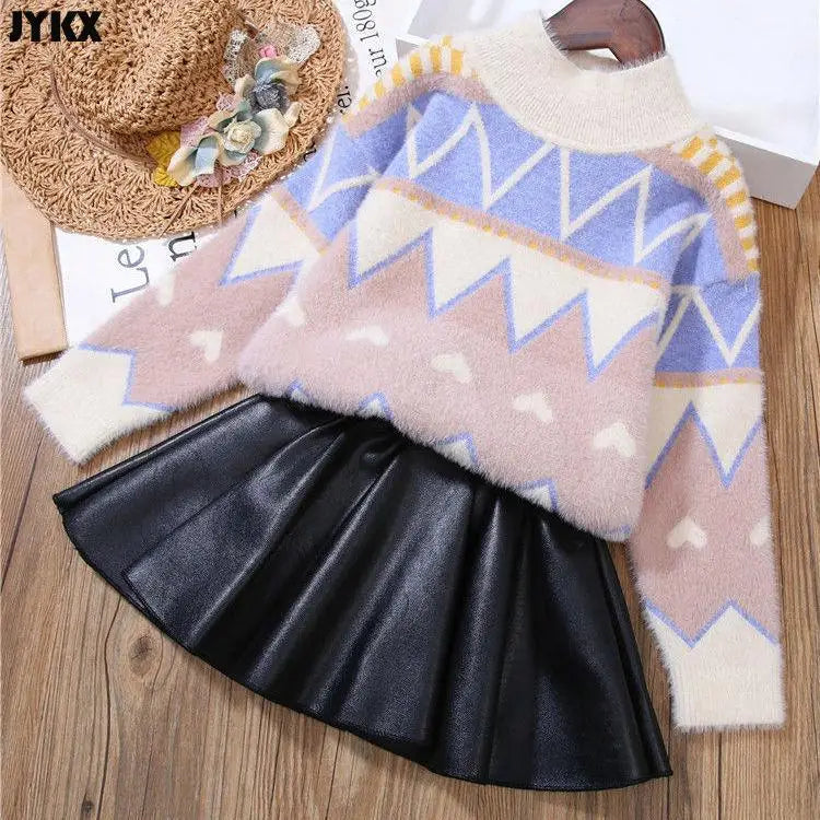 Girls Leather Pleated Skirts