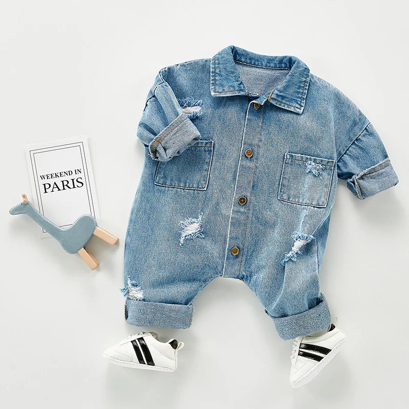 Boys Cotton Flexible Denim Jumpsuit