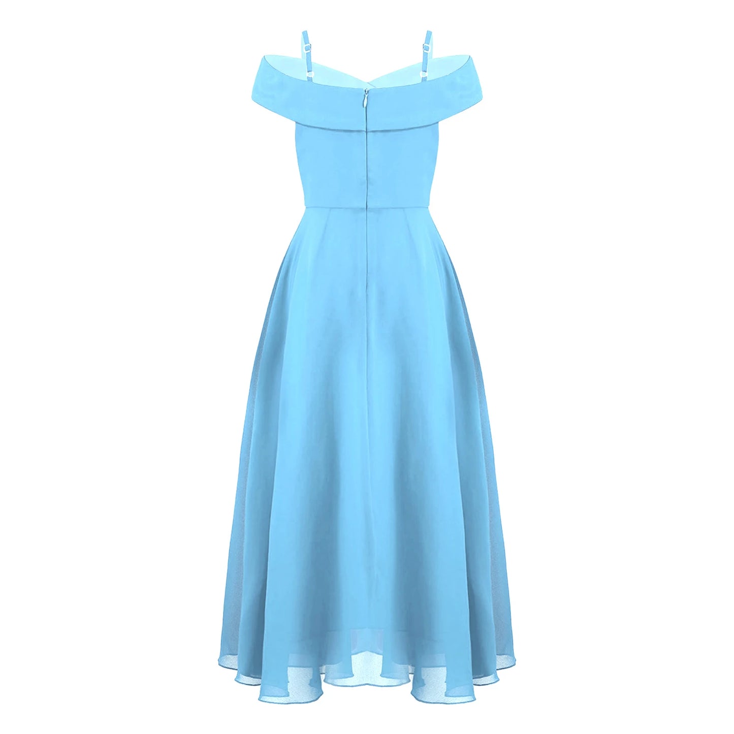 Girls Off Shoulder Adjustable Strap Dress