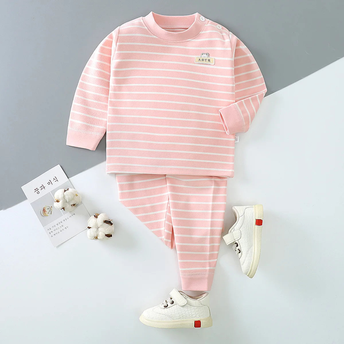 Striped Long Sleeve ONeck TShirt Set