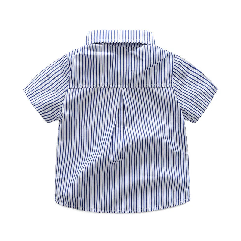 Short Sleeve Striped Shirt Pants Sets