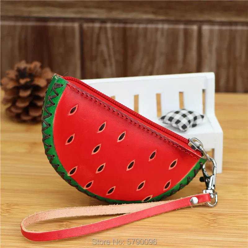 Leather watermelon coin purse bag