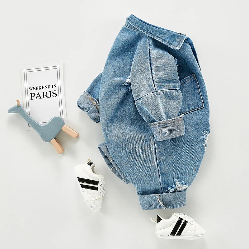 Boys Cotton Flexible Denim Jumpsuit