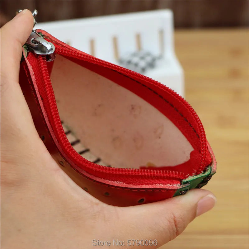 Leather watermelon coin purse bag