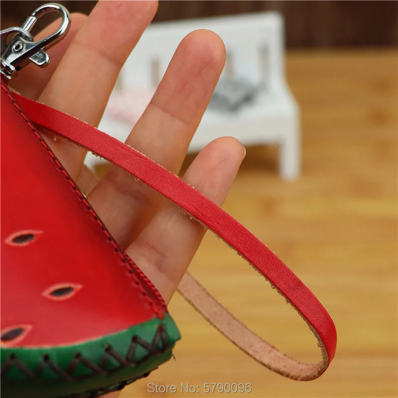 Leather watermelon coin purse bag