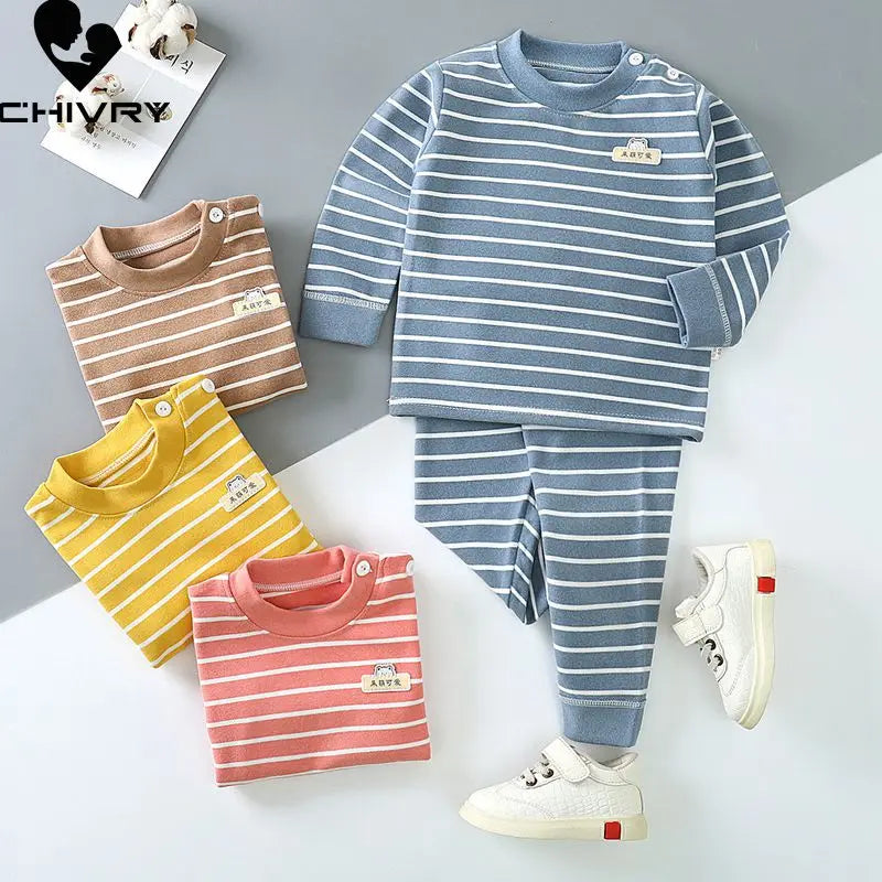 Striped Long Sleeve ONeck TShirt Set