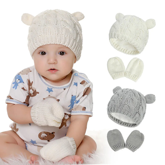 2 PCS Baby beanie and gloves