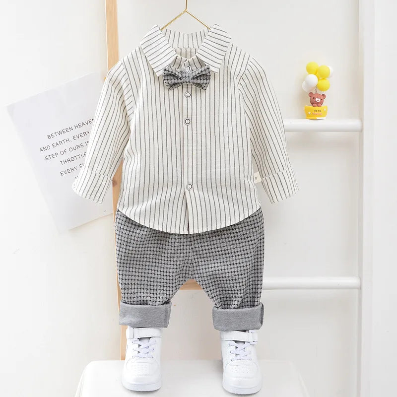 Striped Shirt Vest Pants set