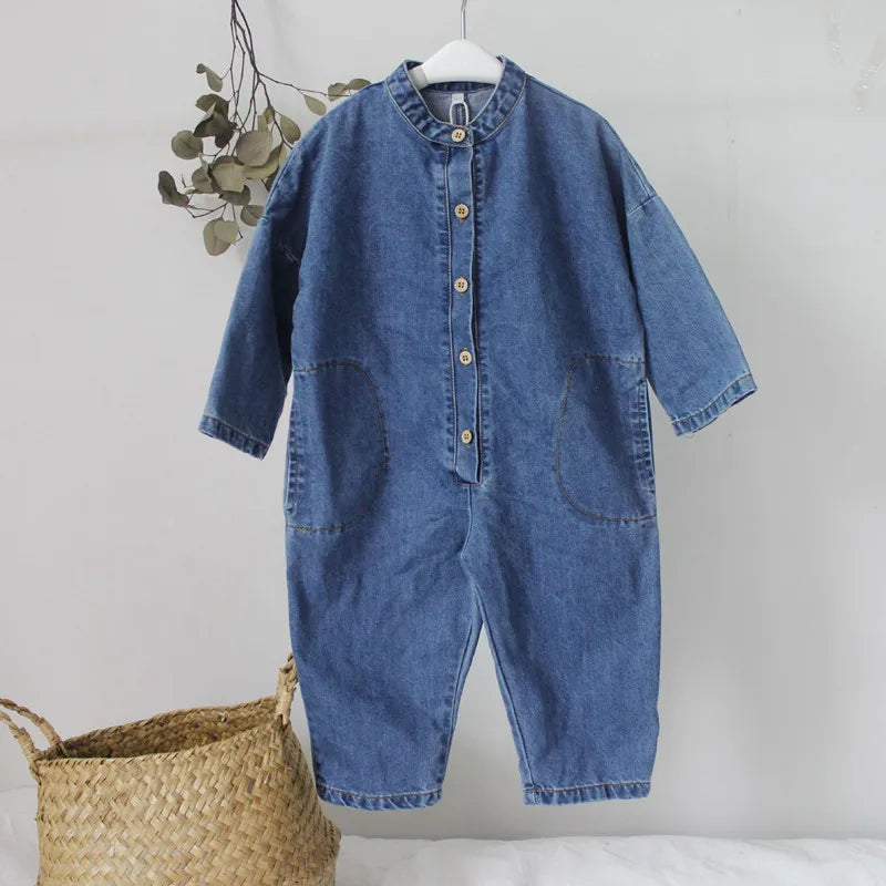 unisex Children Denim Jumpsuits