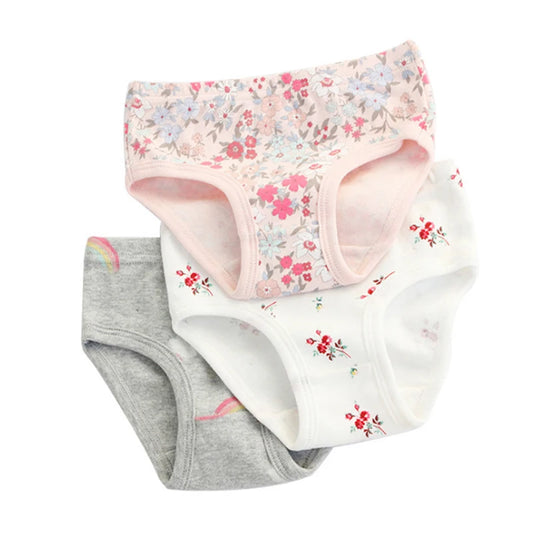 3 Pcs Girl's Underwear 100% Cotton