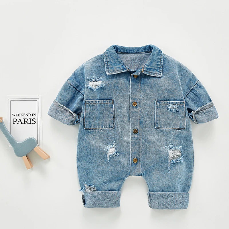 Boys Cotton Flexible Denim Jumpsuit