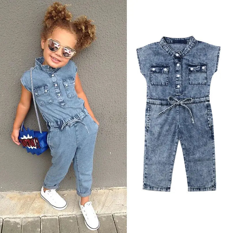 Toddler Denim Sleeveless Jumpsuit