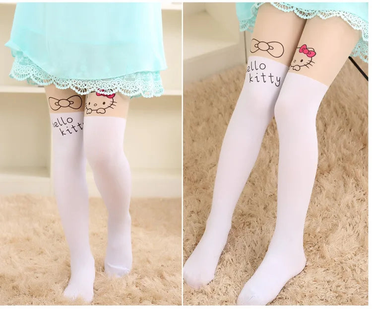 Girls Knee Velvet cat Stocking