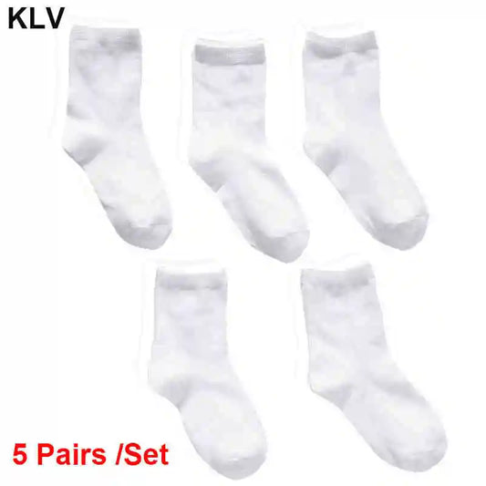 5 Pairs Kids Pure White Sock