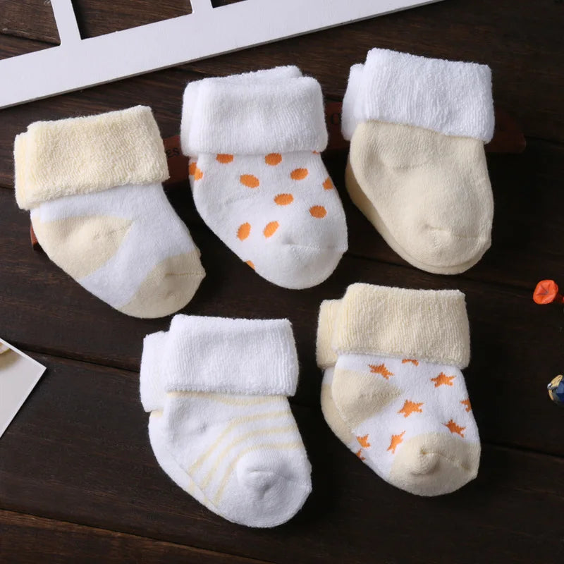 5Pairs Non-Skid Baby Socks Cotton