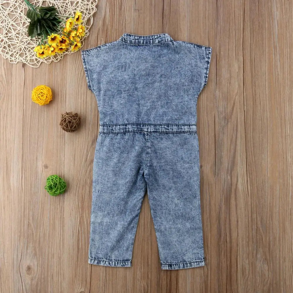 Toddler Denim Sleeveless Jumpsuit