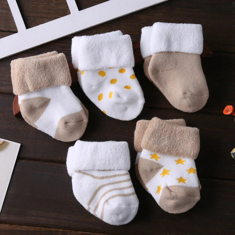 5Pairs Non-Skid Baby Socks Cotton